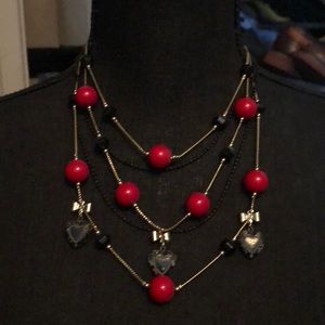 Betsey Johnson layered black and red necklace
